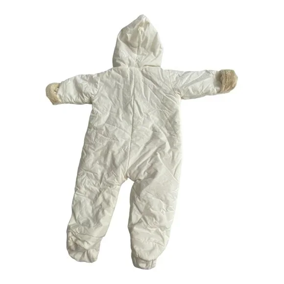 Old Navy Plush Bunting Winter Snow Suit 0-3 Months Furry Fleece Inside - Picture 5 of 14